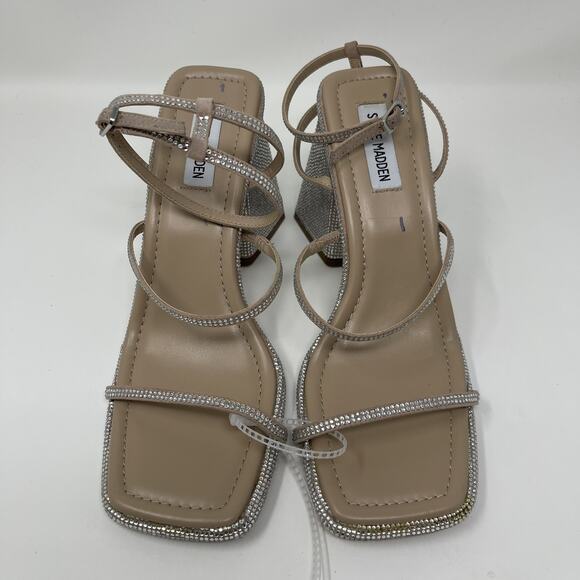 Steve Madden Britini Block Heeled Sandals Womens Size 10M Silver NEW - Picture 4 of 10